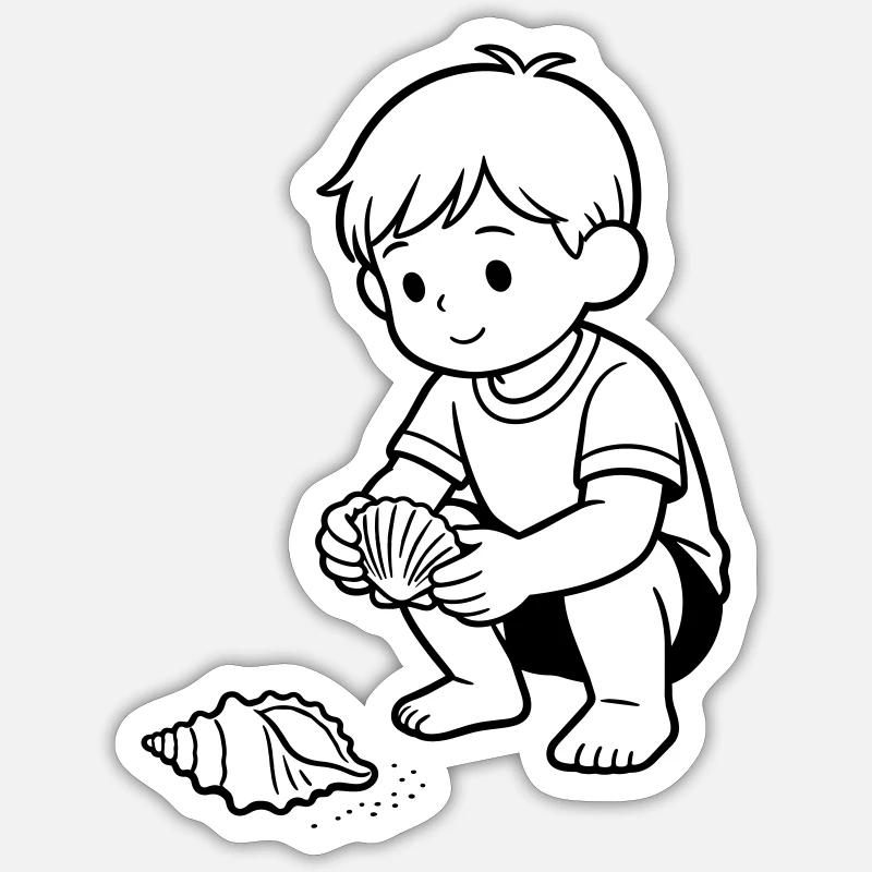 beach child cute - Sticker size S (10 x 10 cm) - white matte