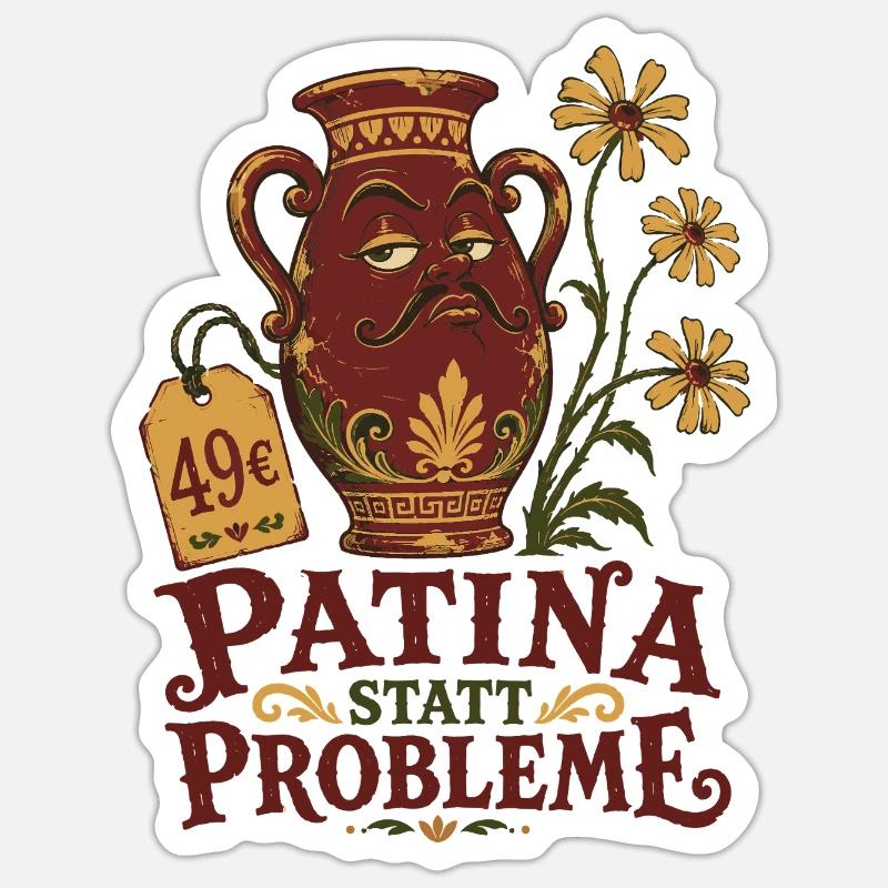 Patina instead of problems - Sticker size S (10 x 10 cm) - white matte