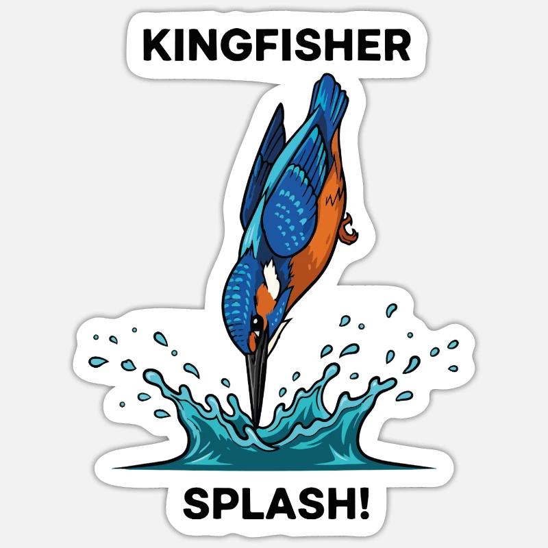 Martin-pêcheur Splash Kingfisher Rivière - Sticker taille S (10 x 10 cm) - blanc mat