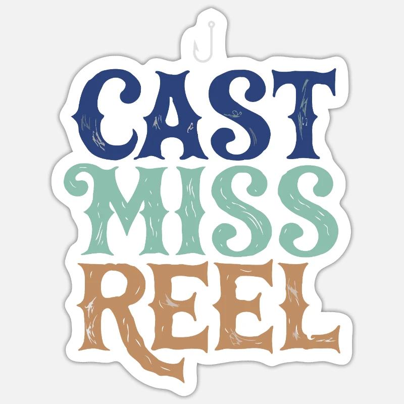 Cast Miss Reel Pêche Rétro - Sticker taille S (10 x 10 cm) - blanc mat
