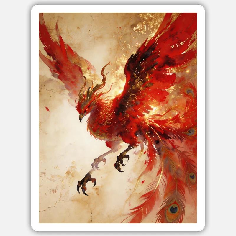 The Phoenix Rises: Celestial Radiance - Sticker size S (10 x 10 cm) - white matte