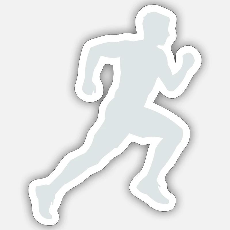Sprint de silhouette en course - Sticker taille S (10 x 10 cm) - blanc mat