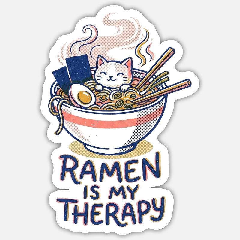 Ramen Therapy - Sticker size S (10 x 10 cm) - white matte