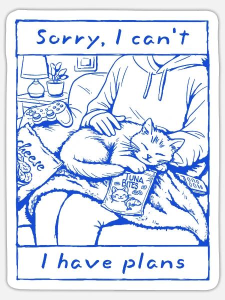 Entschuldigung, ich habe Pläne Lustiges Katzendesign für Introvertierte - Sticker Größe S (10 x 10 cm) - Mattweiß