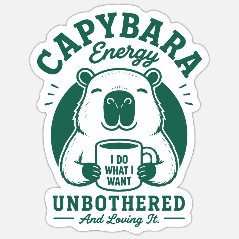 Capybara Energy Unbothered - Sticker size S (10 x 10 cm) - white matte
