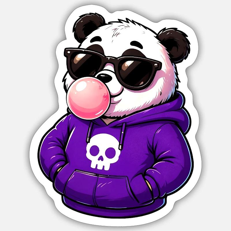 Cool_Panda_Bubblegum_Attitude - Sticker taille S (10 x 10 cm) - blanc mat