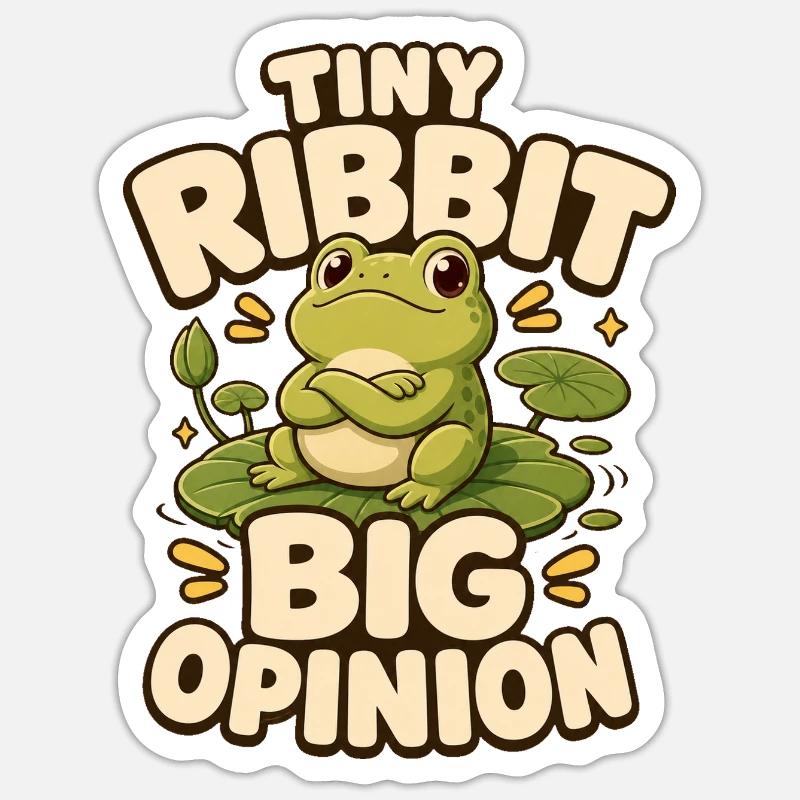 Tiny Ribbit Big Opinion Frosch - Sticker Größe S (10 x 10 cm) - Mattweiß