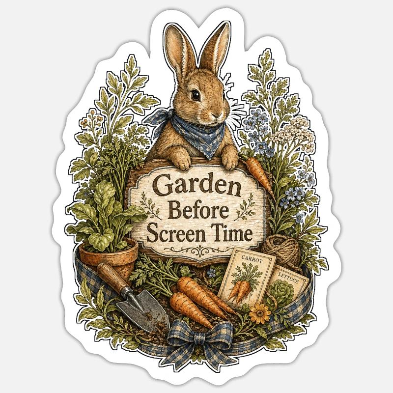 Garden Before Screen Time - Sticker Größe S (10 x 10 cm) - Mattweiß