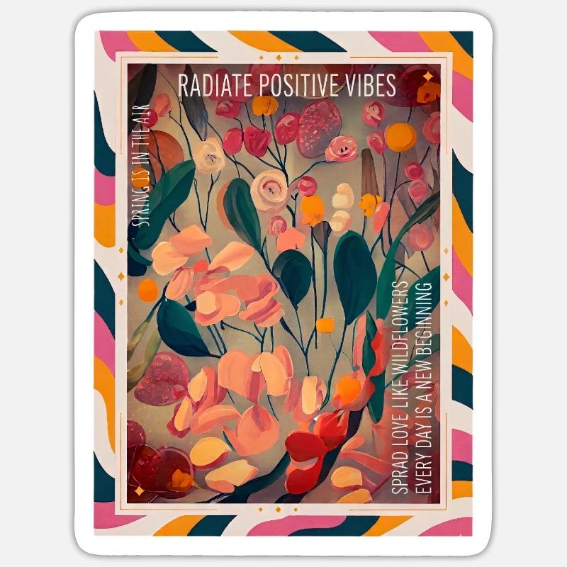 Vibrations florales radieuses - Sticker taille S (10 x 10 cm) - blanc mat