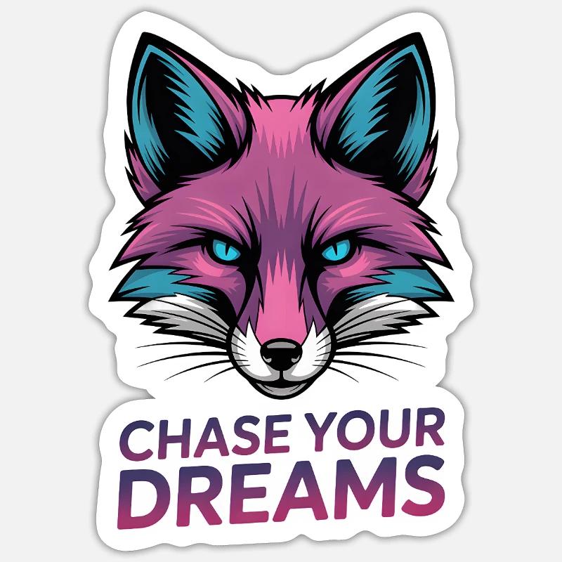 Fuchs-Jagd-Träume - Sticker Größe S (10 x 10 cm) - Mattweiß