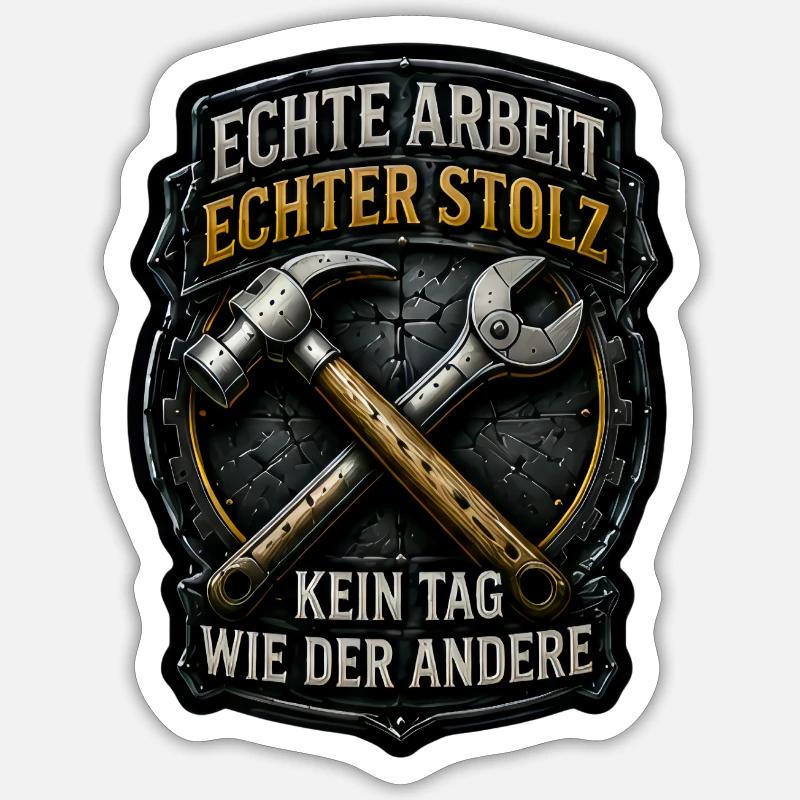 Echte Arbeit. Echter Stolz. - Sticker Größe S (10 x 10 cm) - Mattweiß