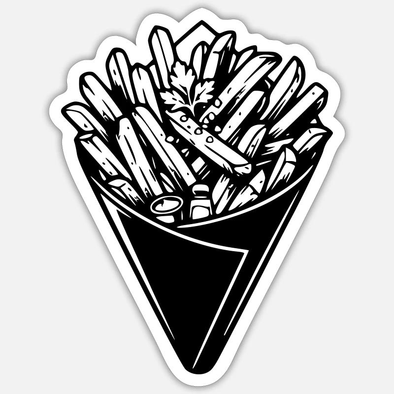 cornet_de_frites - Sticker taille S (10 x 10 cm) - blanc mat