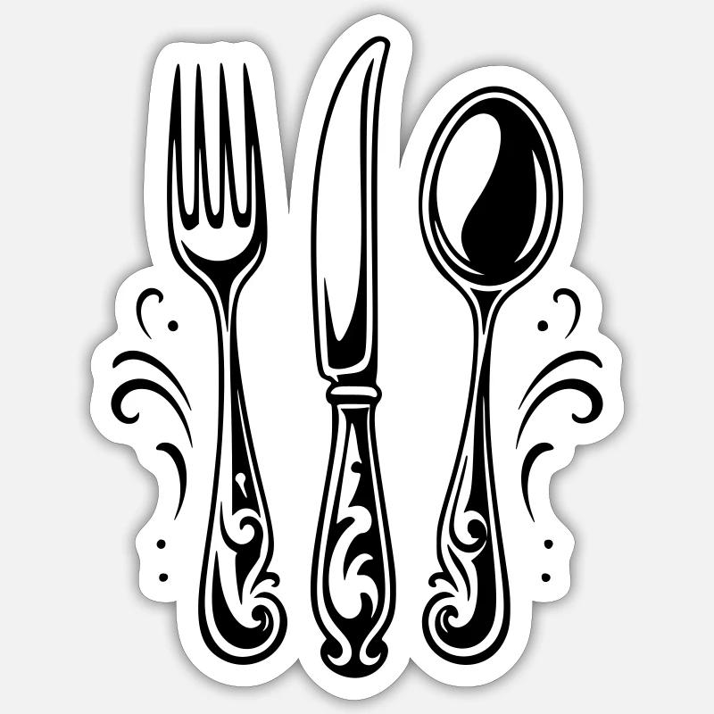 couverts de table - Sticker taille S (10 x 10 cm) - blanc mat
