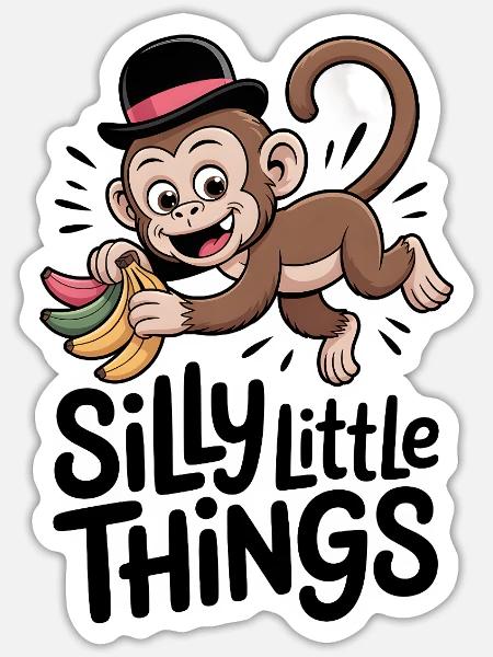 Der Affe und die Bananen: Verrückte Dinge - Sticker Größe S (10 x 10 cm) - Mattweiß