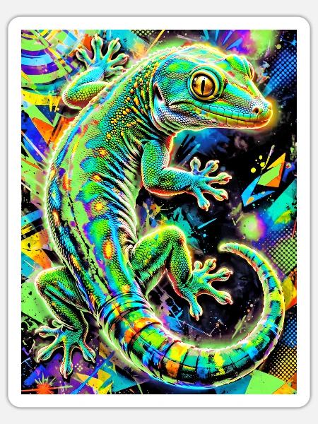 Gecko - Sticker Größe S (10 x 10 cm) - Mattweiß