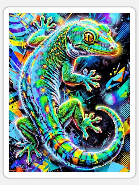 Gecko - Sticker Größe S (10 x 10 cm) - Mattweiß