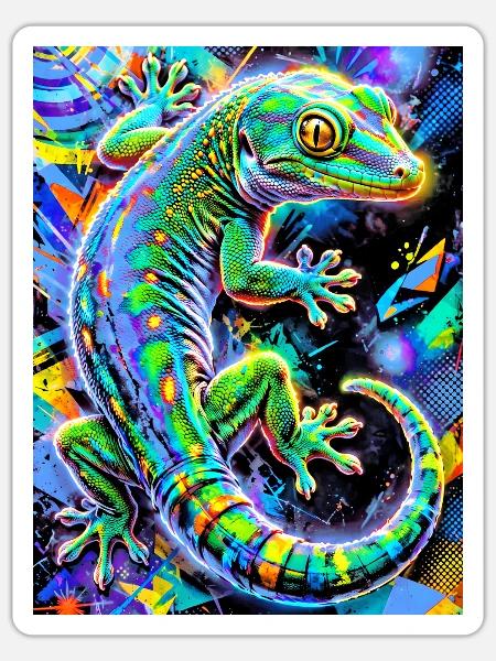 Gecko - Sticker Größe S (10 x 10 cm) - Mattweiß
