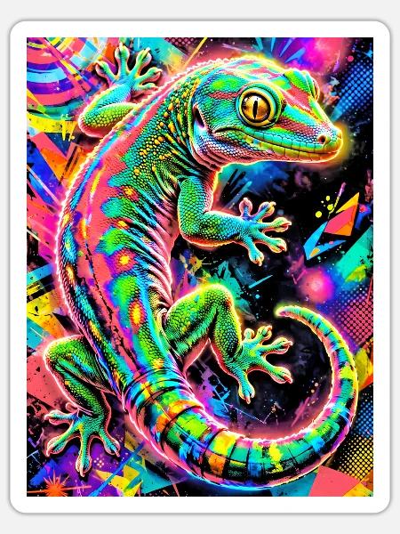 Gecko - Sticker Größe S (10 x 10 cm) - Mattweiß