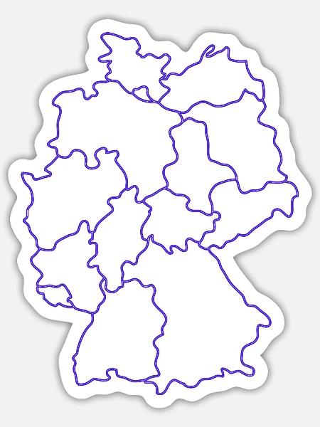 Karte Deutschlands mit Regionen - Sticker Größe S (10 x 10 cm) - Mattweiß