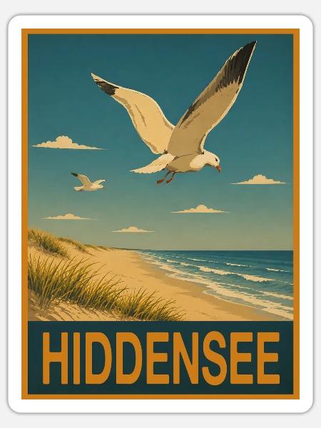 Hiddensee Möwe - Sticker Größe S (10 x 10 cm) - Mattweiß
