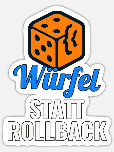 Würfel statt Rollback – Release-Shirt für Devs - Sticker Größe S (10 x 10 cm) - Mattweiß