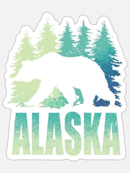 Alaska Wald Bär Silhouette - Sticker Größe S (10 x 10 cm) - Mattweiß