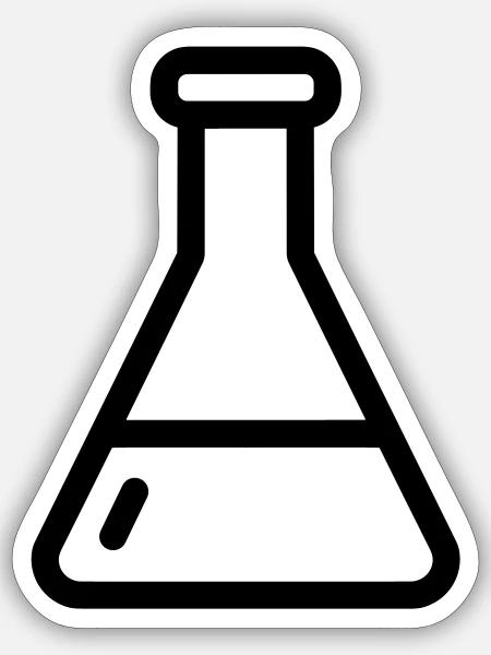 Chemielabor Erlenmeyer Flask - Sticker Größe S (10 x 10 cm) - Mattweiß