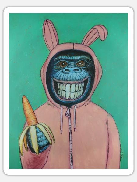 Falscher Hase - Sticker Größe S (10 x 10 cm) - Mattweiß
