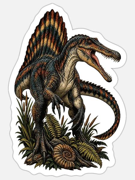 Bunter Segel Dino im Dschungel - Sticker Größe S (10 x 10 cm) - Mattweiß