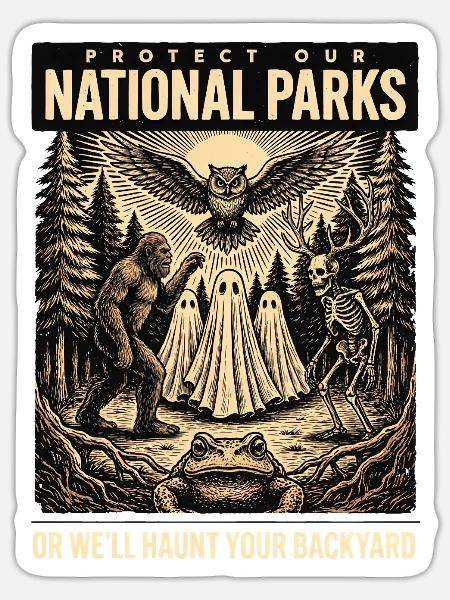 Paranormale Parks Waldgeister - Sticker Größe S (10 x 10 cm) - Mattweiß