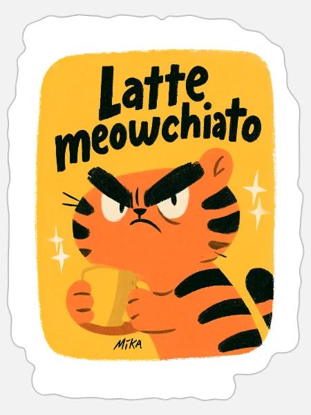 Latte meowchiato - Sticker Größe S (10 x 10 cm) - Mattweiß