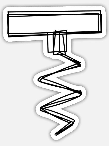 Korkenzieher handgezeichnet - Sticker Größe S (10 x 10 cm) - Mattweiß