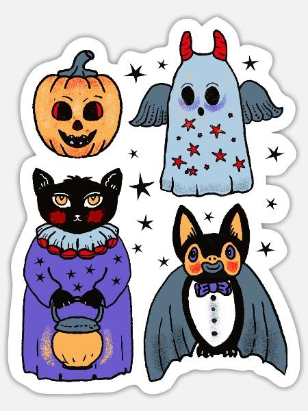 Halloween Kostüm Party - Sticker Größe S (10 x 10 cm) - Mattweiß