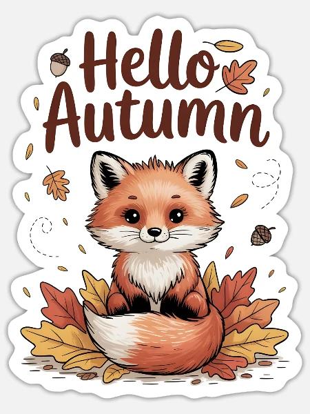 Hallo Herbst - Sticker Größe S (10 x 10 cm) - Mattweiß