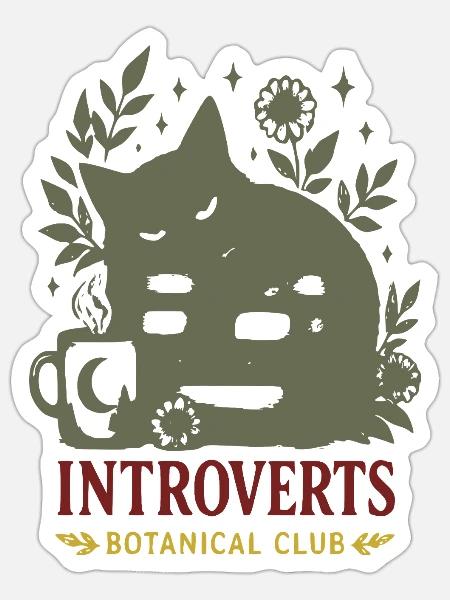 Introvert Botanik Club - Sticker Größe S (10 x 10 cm) - Mattweiß