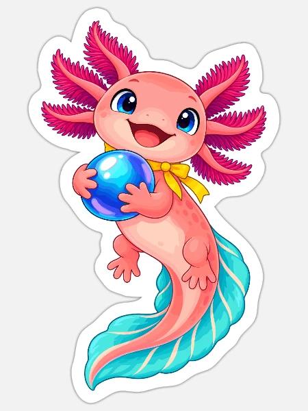 Kawaii Meerjungfrau mit Ball - Sticker Größe S (10 x 10 cm) - Mattweiß