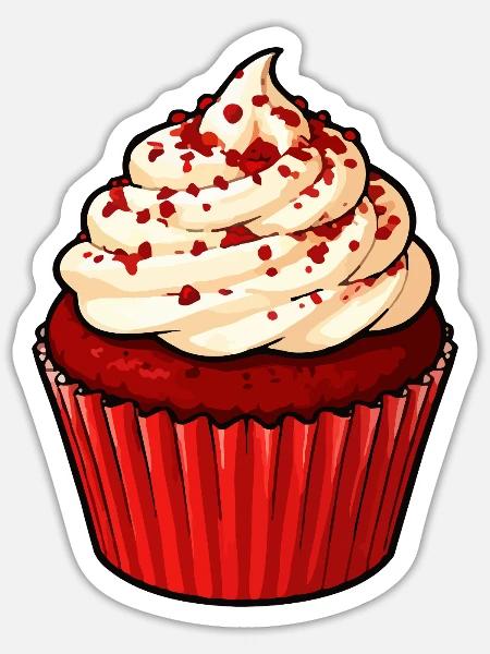 Roter Cupcake mit Sahnecreme - Sticker Größe S (10 x 10 cm) - Mattweiß