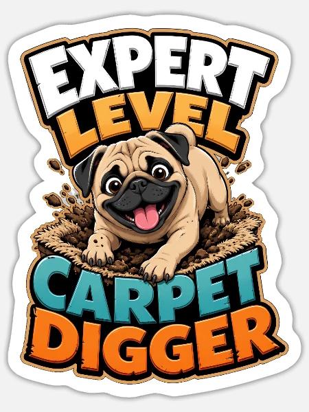 Mops - Sticker Größe S (10 x 10 cm) - Mattweiß