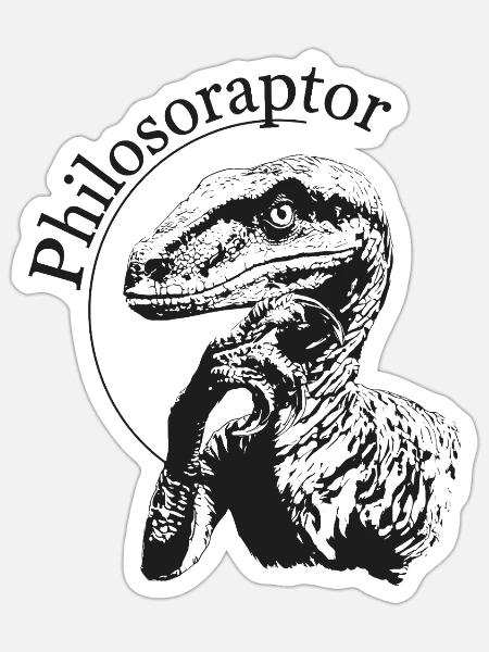 Philosoraptor - Sticker Größe S (10 x 10 cm) - Mattweiß