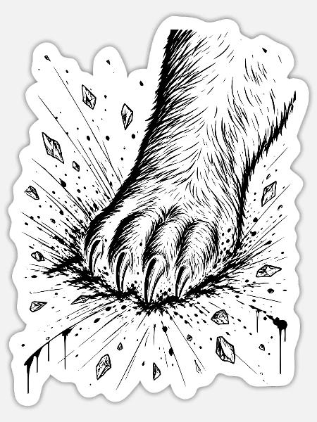 Bärentatze - Sticker Größe S (10 x 10 cm) - Mattweiß