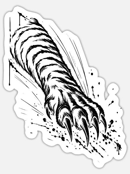 Tiger Pfote - Sticker Größe S (10 x 10 cm) - Mattweiß
