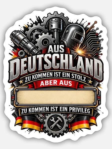 Meine Heimat Deutschland (Ortsname einfügen!) - Sticker Größe S (10 x 10 cm) - Mattweiß