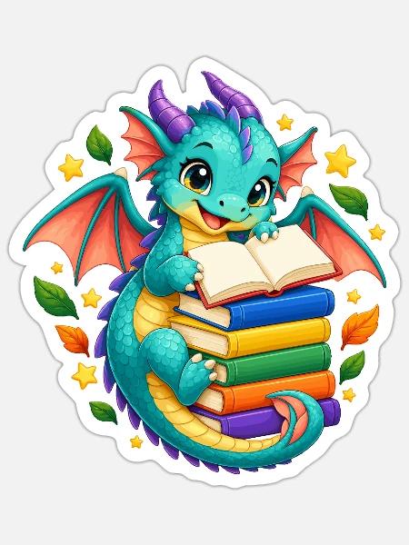Buchlesender Drachenzauber - Sticker Größe S (10 x 10 cm) - Mattweiß