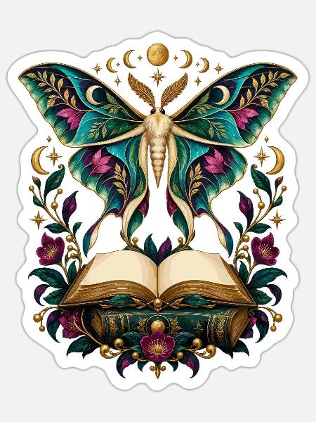 Buchfalter Mondzauber - Sticker Größe S (10 x 10 cm) - Mattweiß