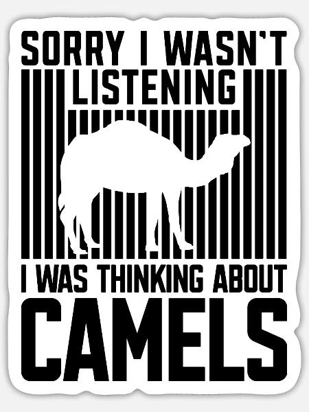 Kamel Gedanken Humor - Sticker Größe S (10 x 10 cm) - Mattweiß