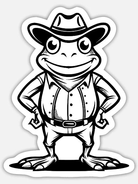 Cowboy-Frosch - Sticker Größe S (10 x 10 cm) - Mattweiß