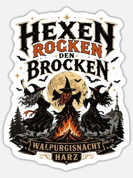 Hexen Geschenkidee Brocken-rocken - Sticker Größe S (10 x 10 cm) - Mattweiß
