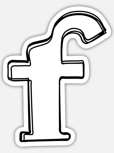 Kleinbuchstabe f handgezeichnet - Sticker Größe S (10 x 10 cm) - Mattweiß