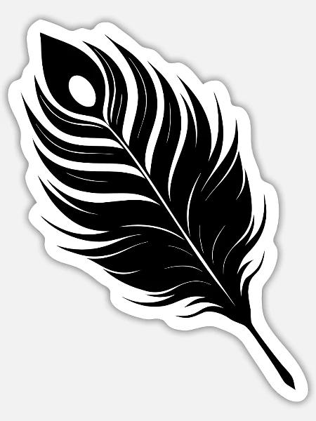 Pfauenfeder - Sticker Größe S (10 x 10 cm) - Mattweiß
