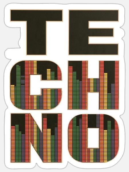 Techno - Sticker Größe S (10 x 10 cm) - Mattweiß